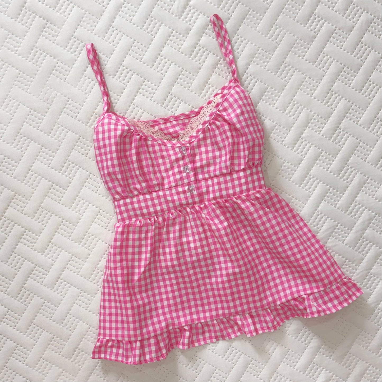 π Yuki Pink Gingham Top