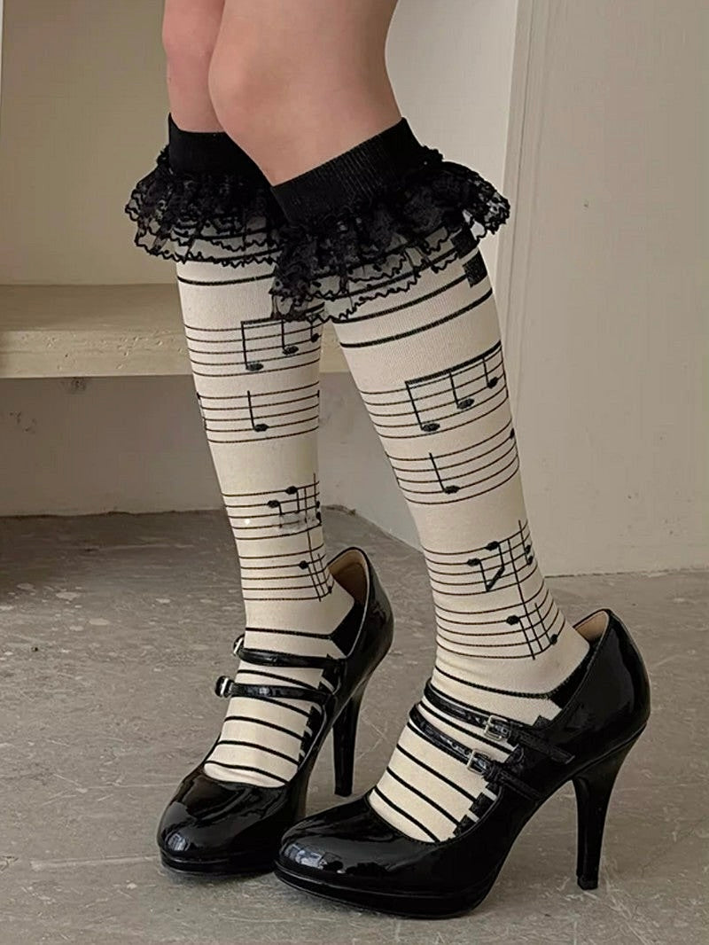 ♪ Music Sheet Lace Stockings
