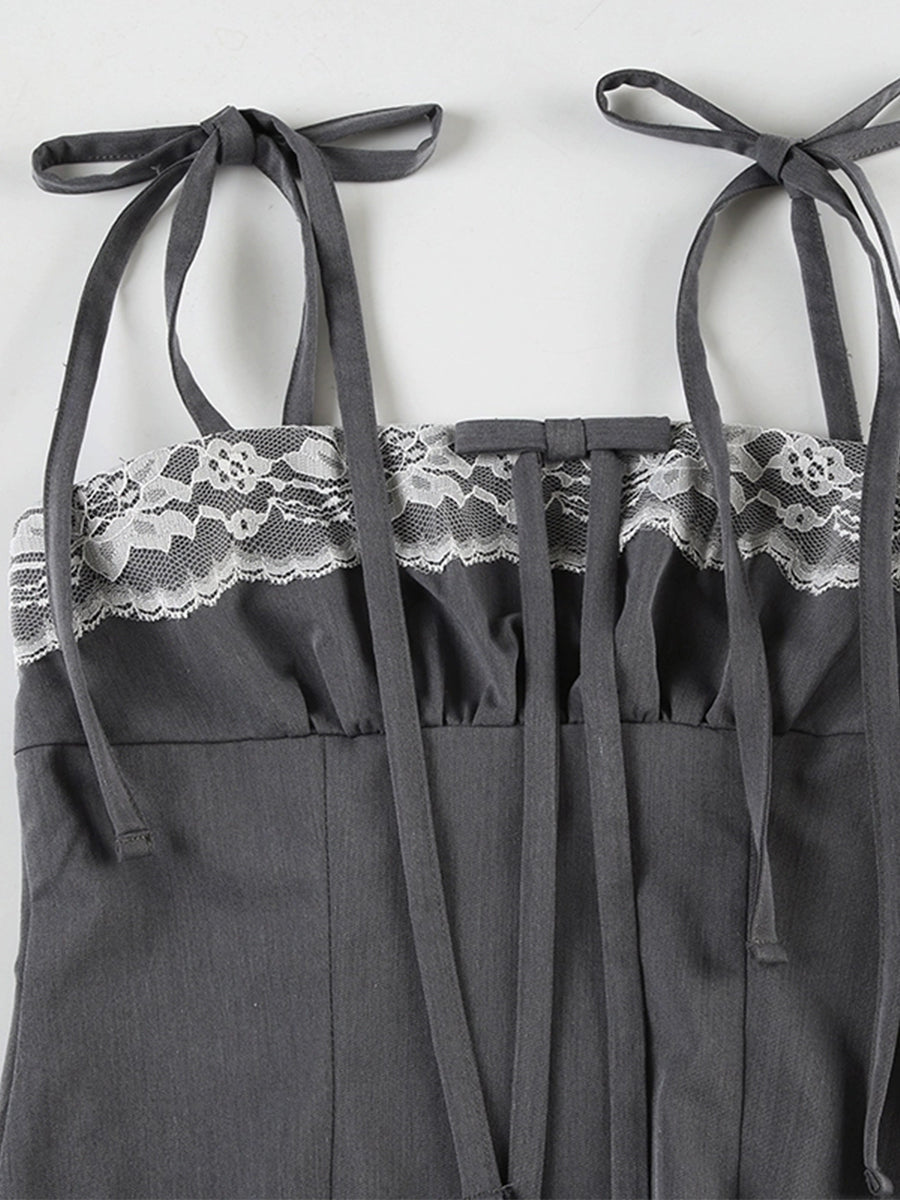 π Grey Siren Tie-Up Top