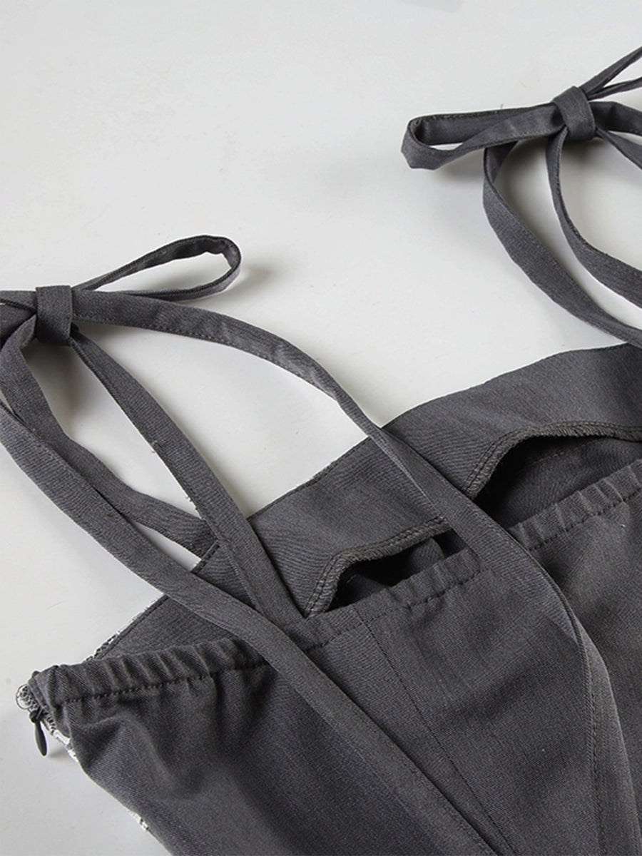 π Grey Siren Tie-Up Top