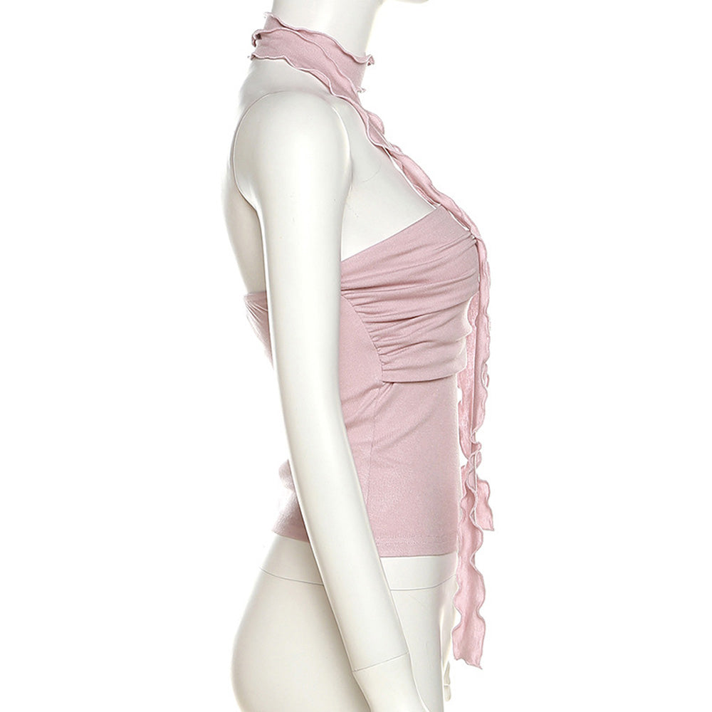 ๐ Pink Ruched Tube Top