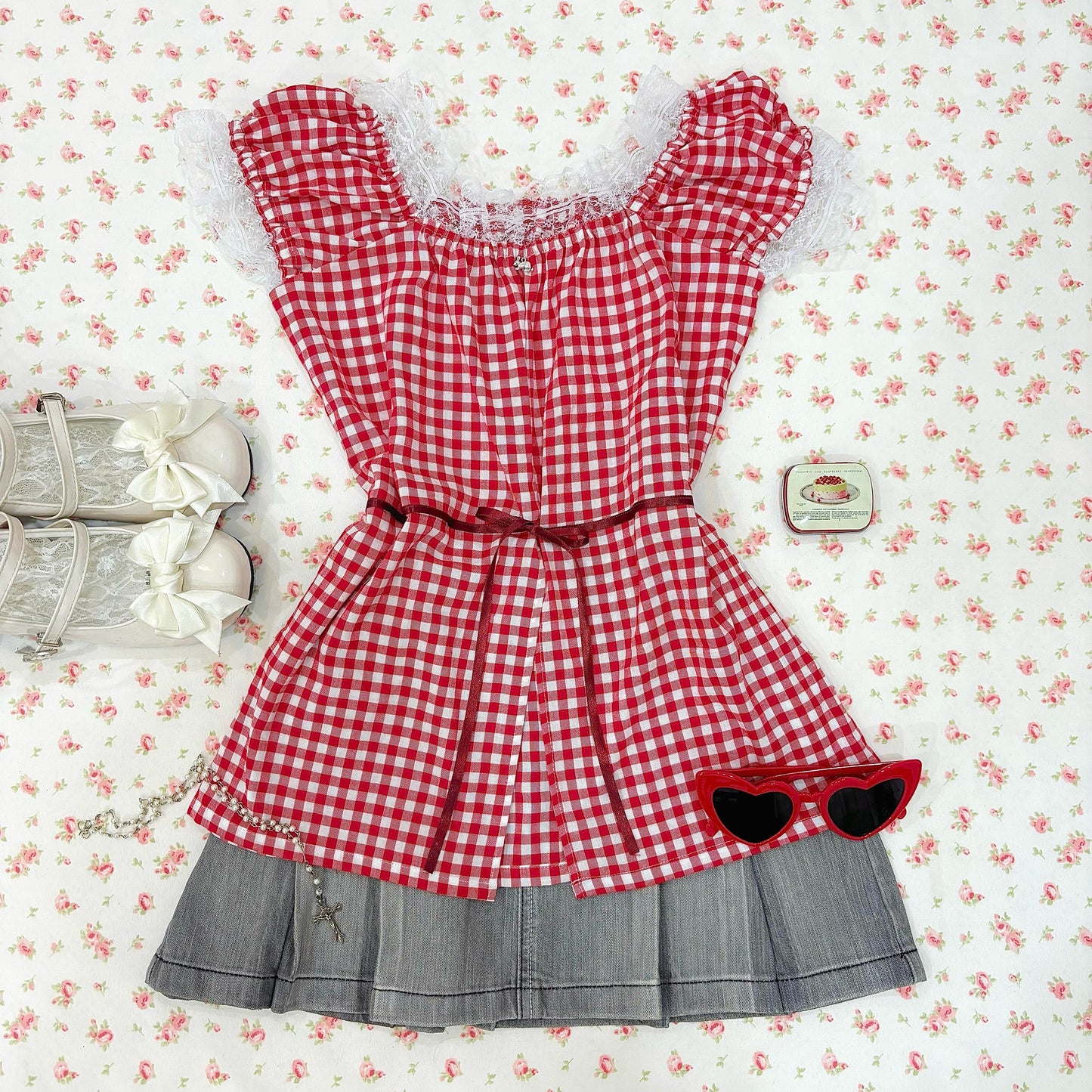 π Lacey Gingham Top
