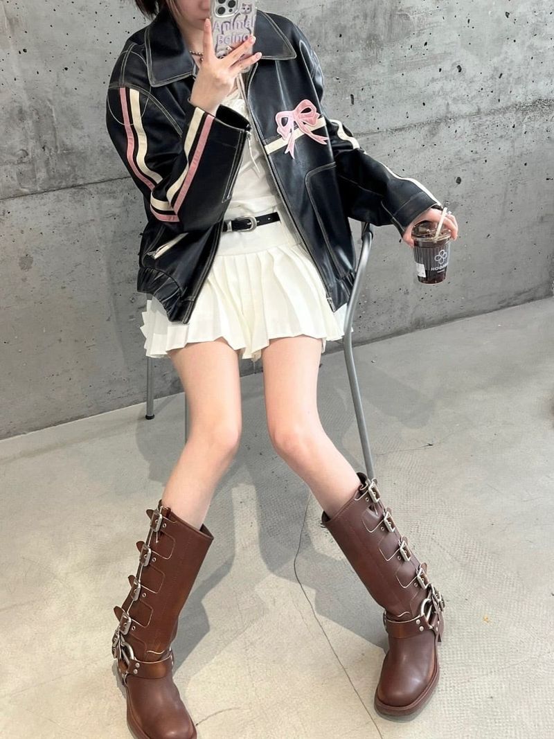 π Bowknot Leather Jacket