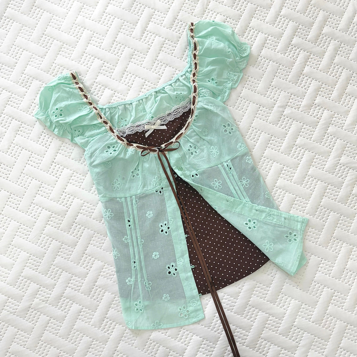 ♡ Mint Choco Milkmaid Top [Pre-Order]