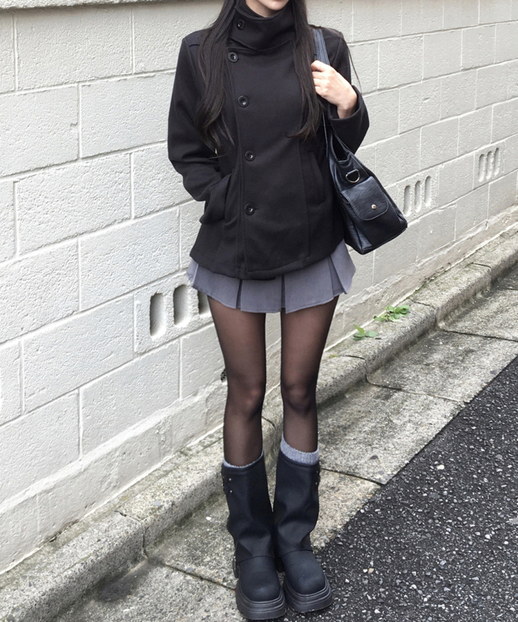 𐙚 Yumi High-Collar Pea Coat [Pre-Order]