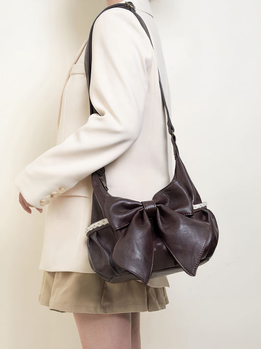 𐙚 Cocoa Bow Leather Bag [Pre-Order]
