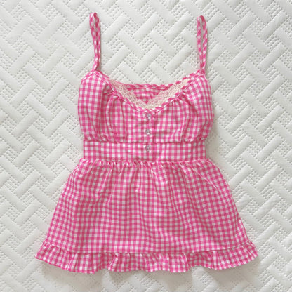 𐙚 Yuki Pink Gingham Top