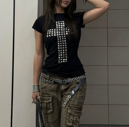 ♱ Studded Cross Tee