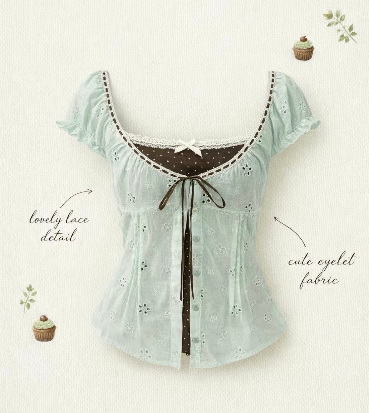 ♡ Mint Choco Milkmaid Top [Pre-Order]