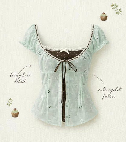 ♡ Mint Choco Milkmaid Top [Pre-Order]