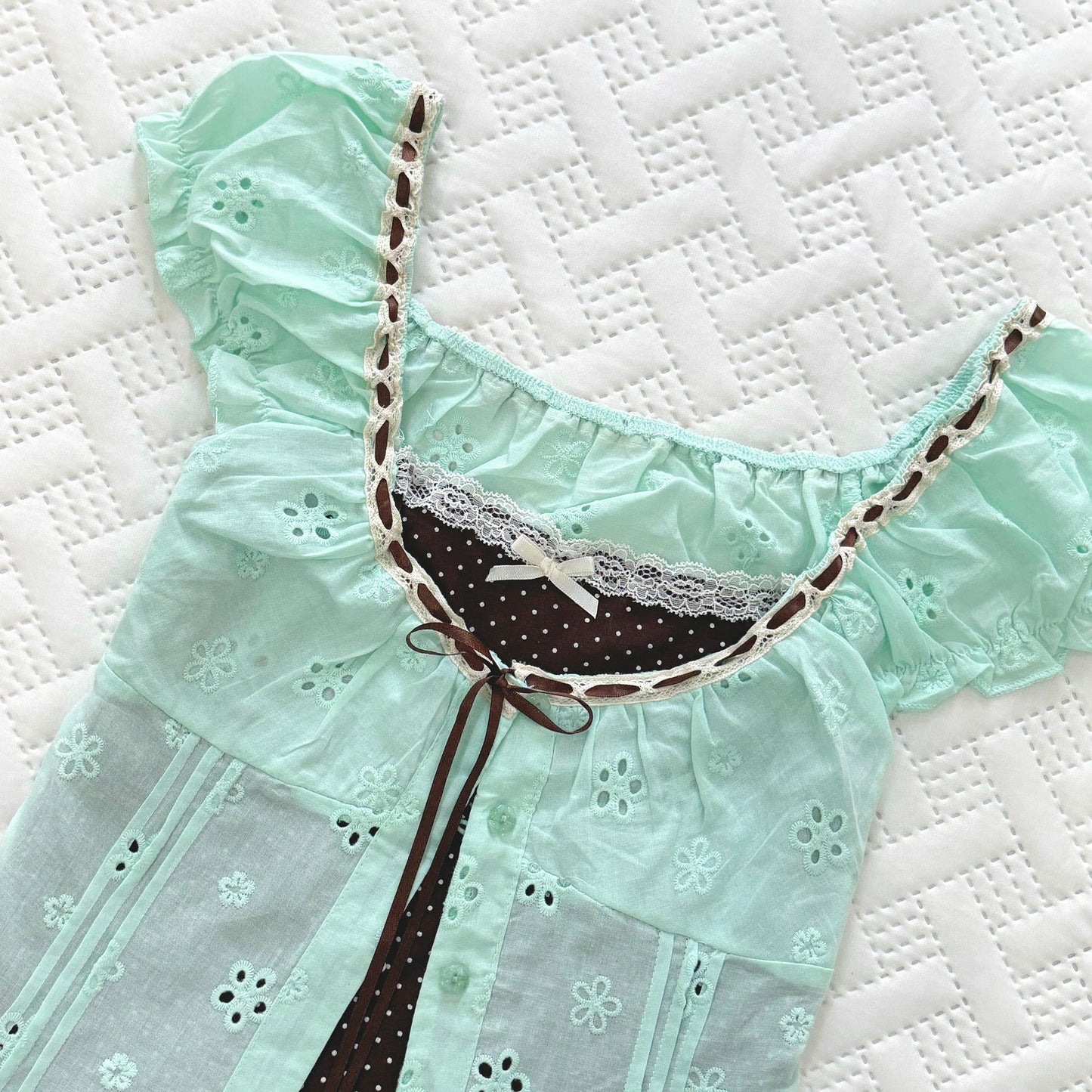 ♡ Mint Choco Milkmaid Top [Pre-Order]