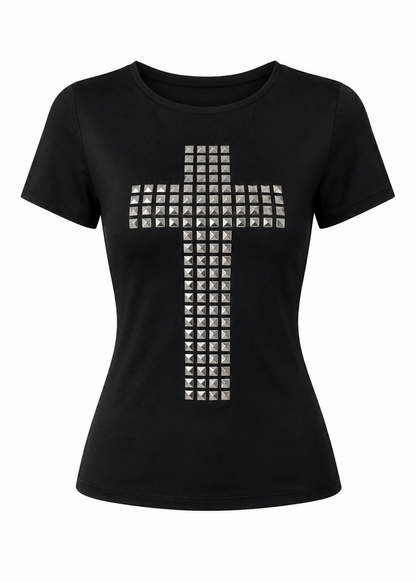 ♱ Studded Cross Tee