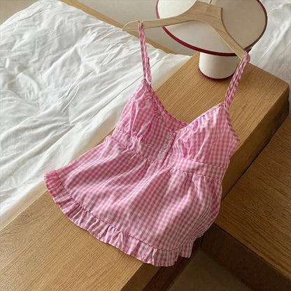 𐙚 Yuki Pink Gingham Top