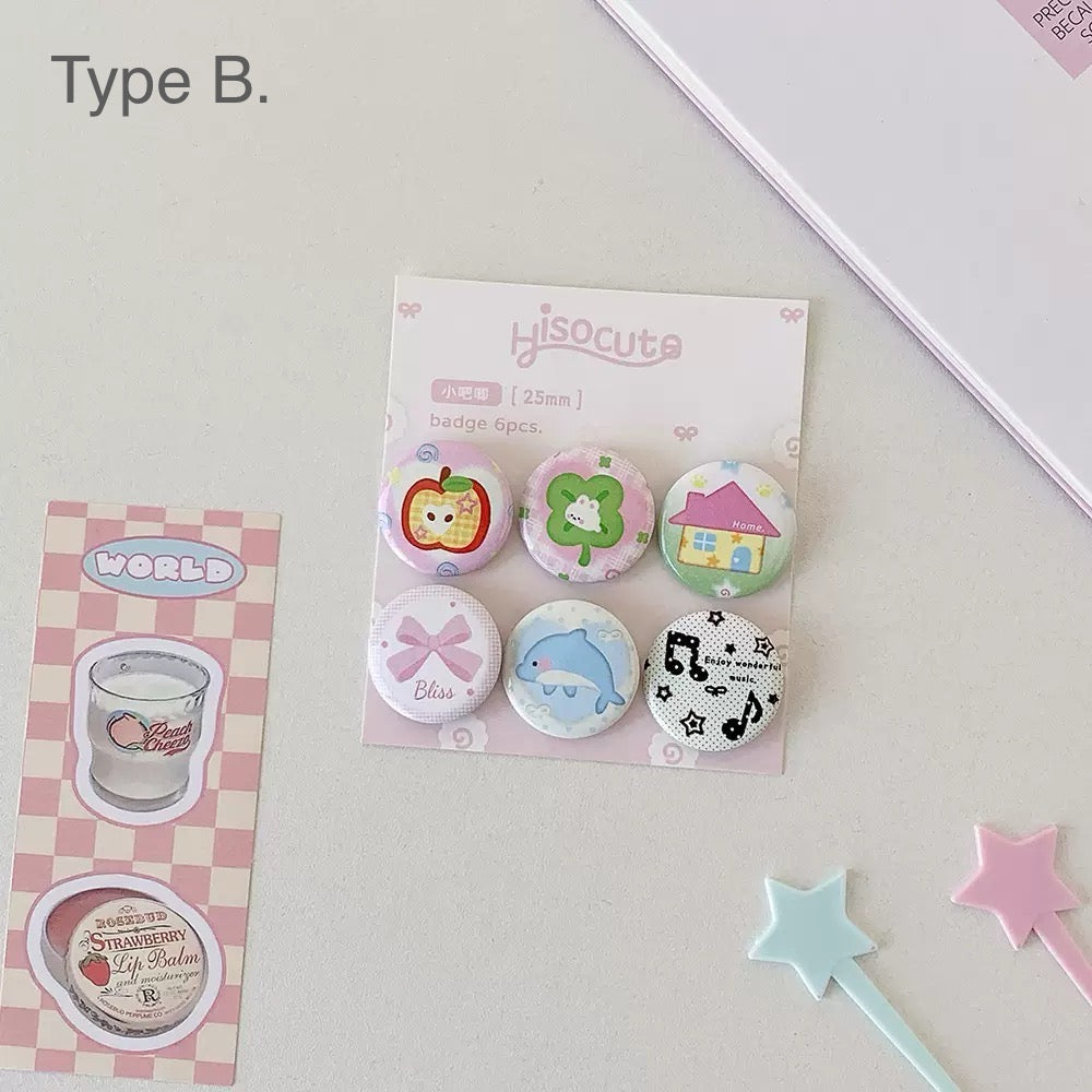 𐙚 Button Pin Badges [Set Of 6]