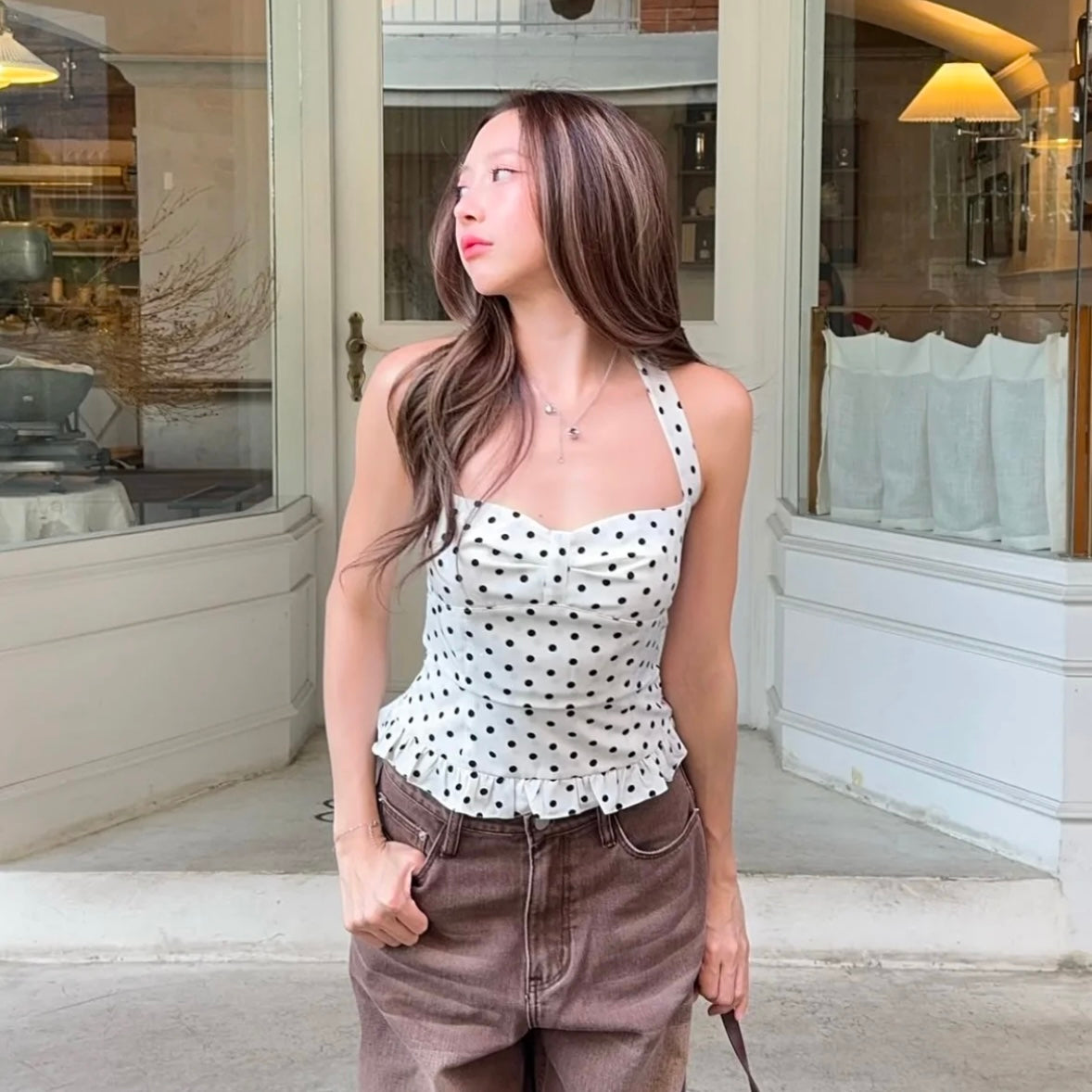 𐙚 Elira Polka Dot Halter Top