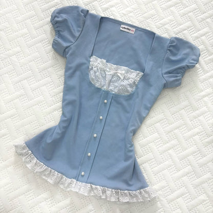 𐙚 Dusty Blue Milkmaid Top
