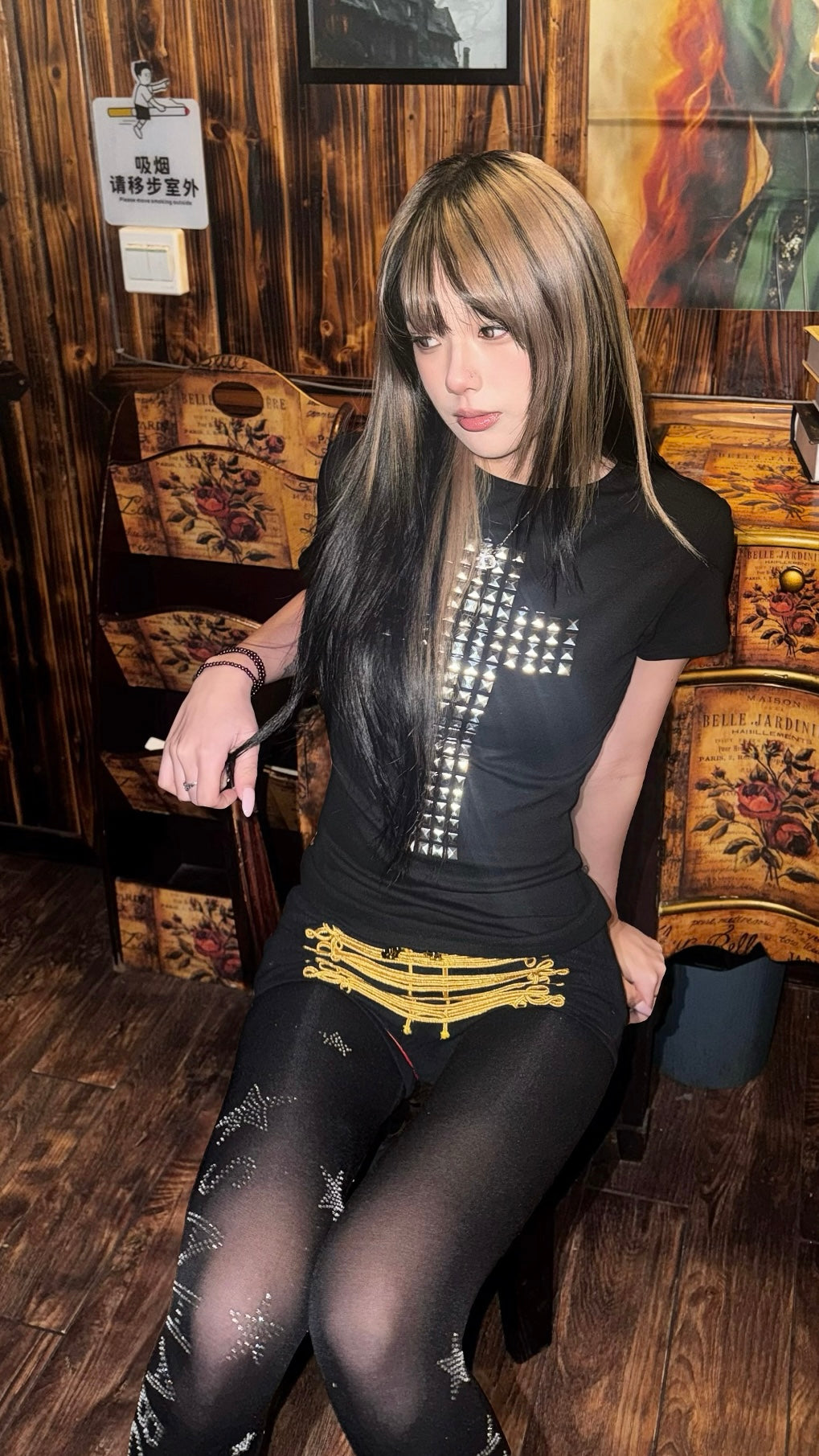 ♱ Studded Cross Tee