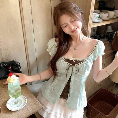 ♡ Mint Choco Milkmaid Top [Pre-Order]
