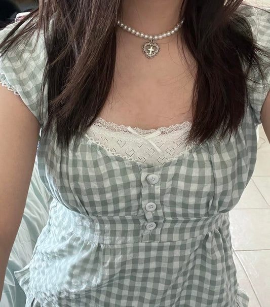 𐙚 Babydoll Gingham Top