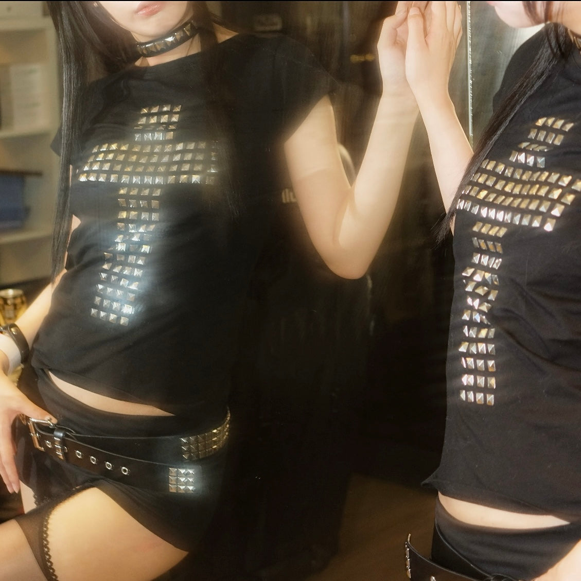 ♱ Studded Cross Tee
