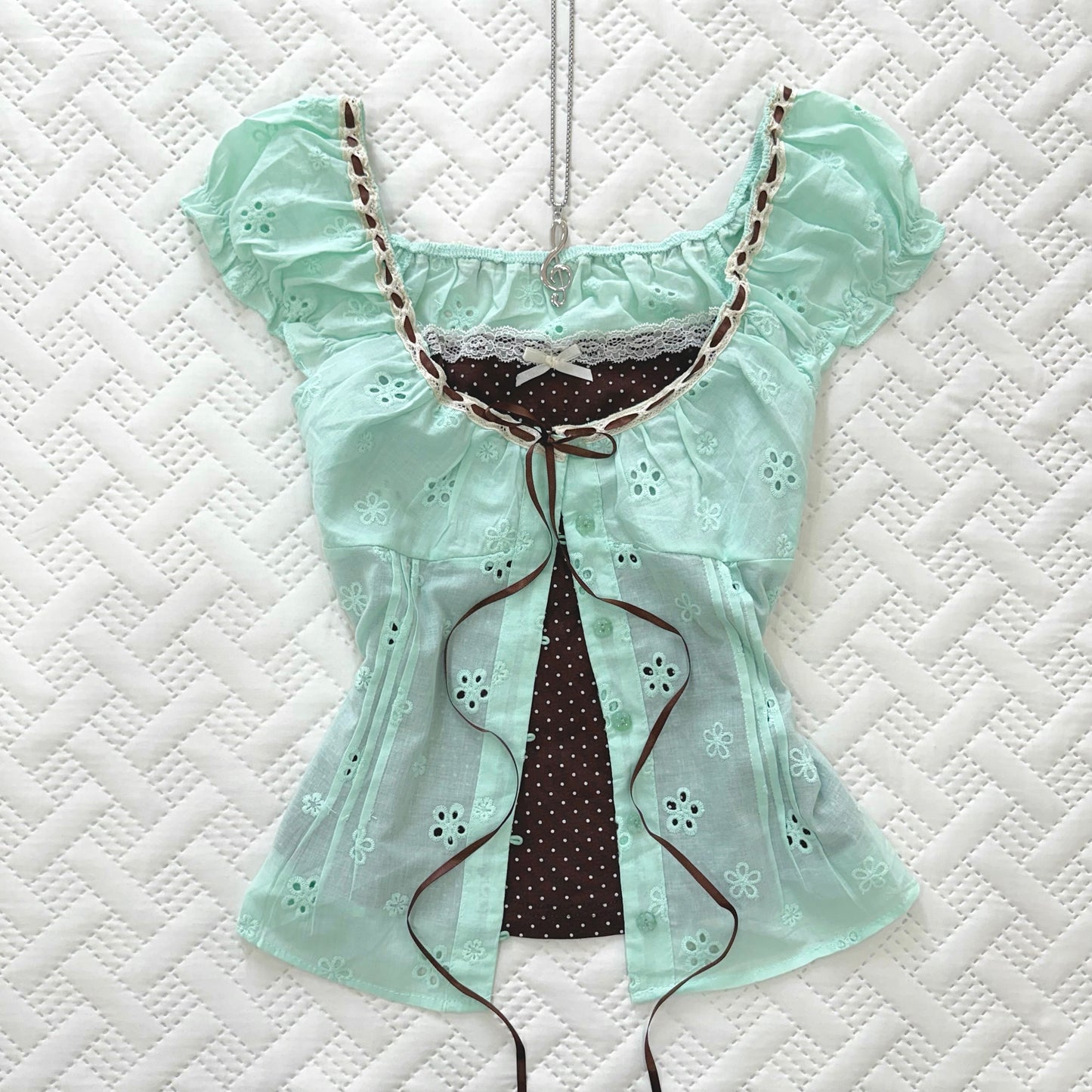 ♡ Mint Choco Milkmaid Top [Pre-Order]
