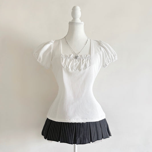 𐙚 White Yukiko Milkmaid Top