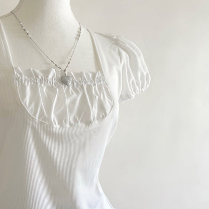 𐙚 White Yukiko Milkmaid Top