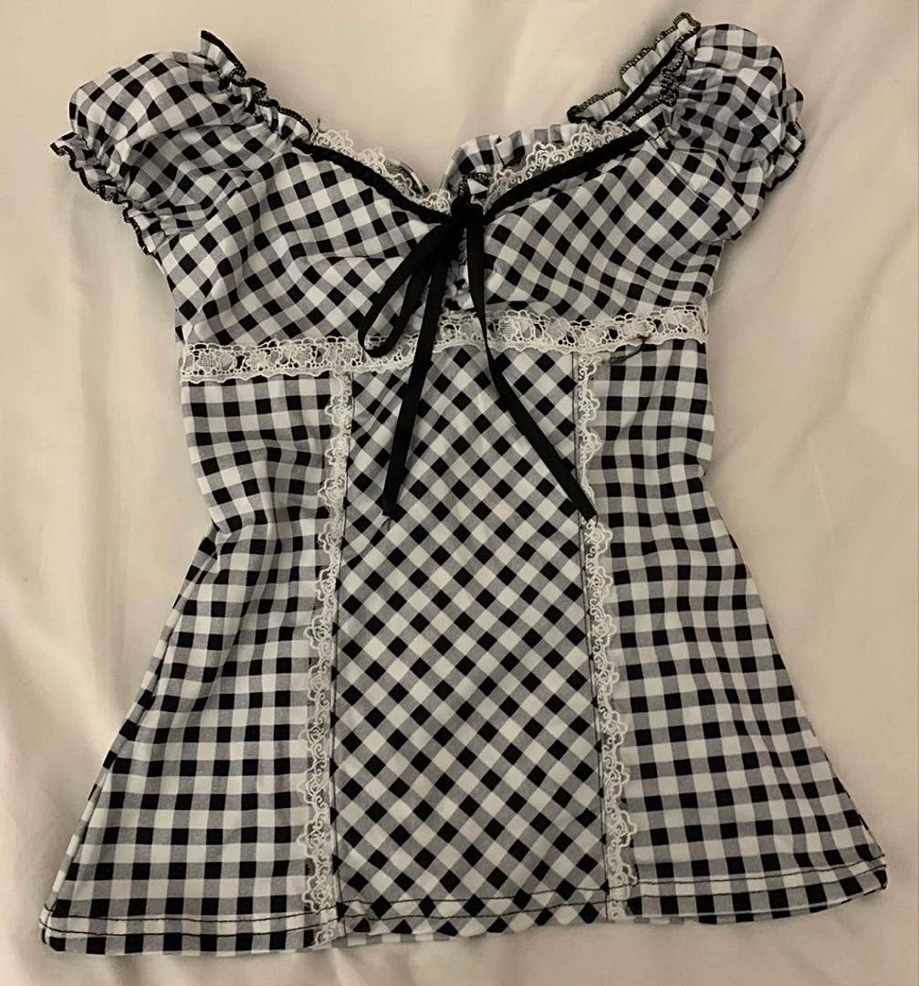 𐙚 Black Gingham Top