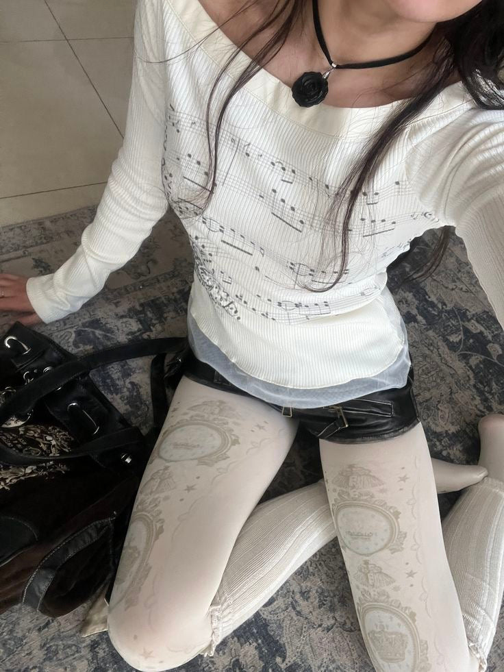 ♪ Music Note Long Sleeve Top