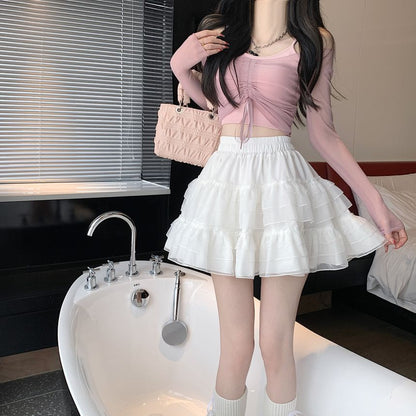 𐙚 White Ruffle Skirt