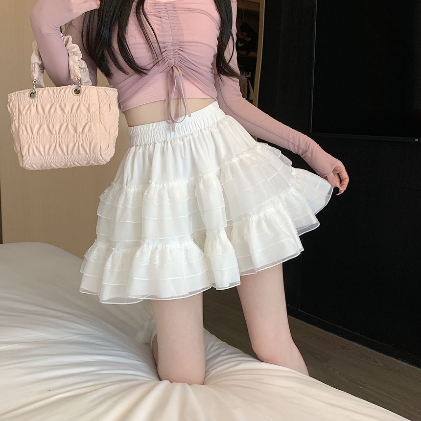 𐙚 White Ruffle Skirt