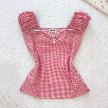 𐙚 Rosy Pink Gingham Top