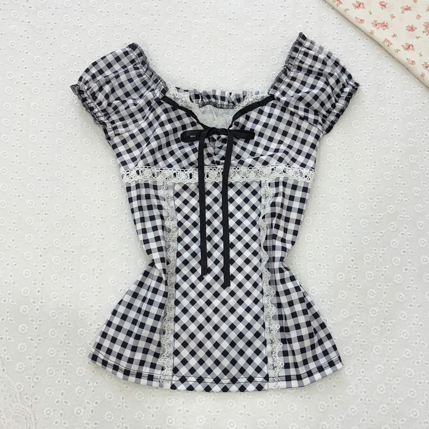 𐙚 Black Gingham Top