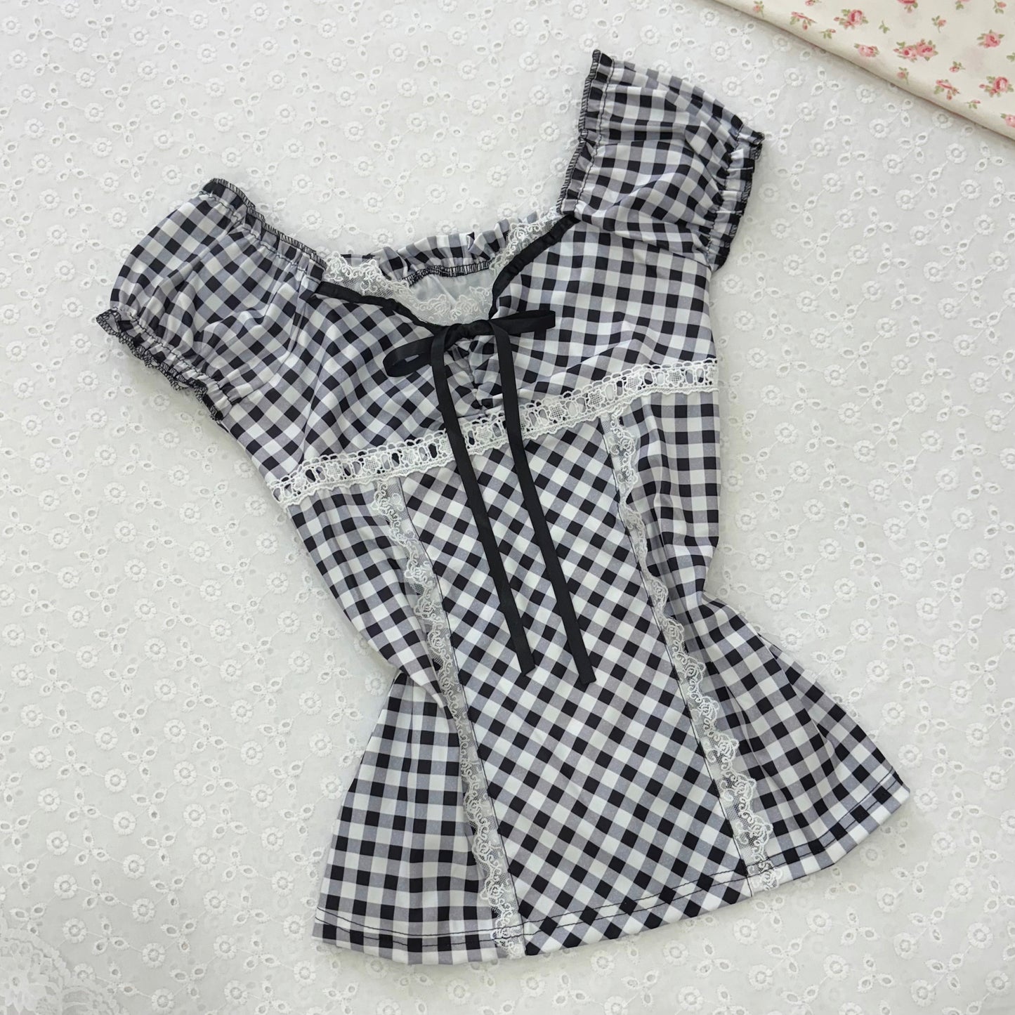 𐙚 Black Gingham Top