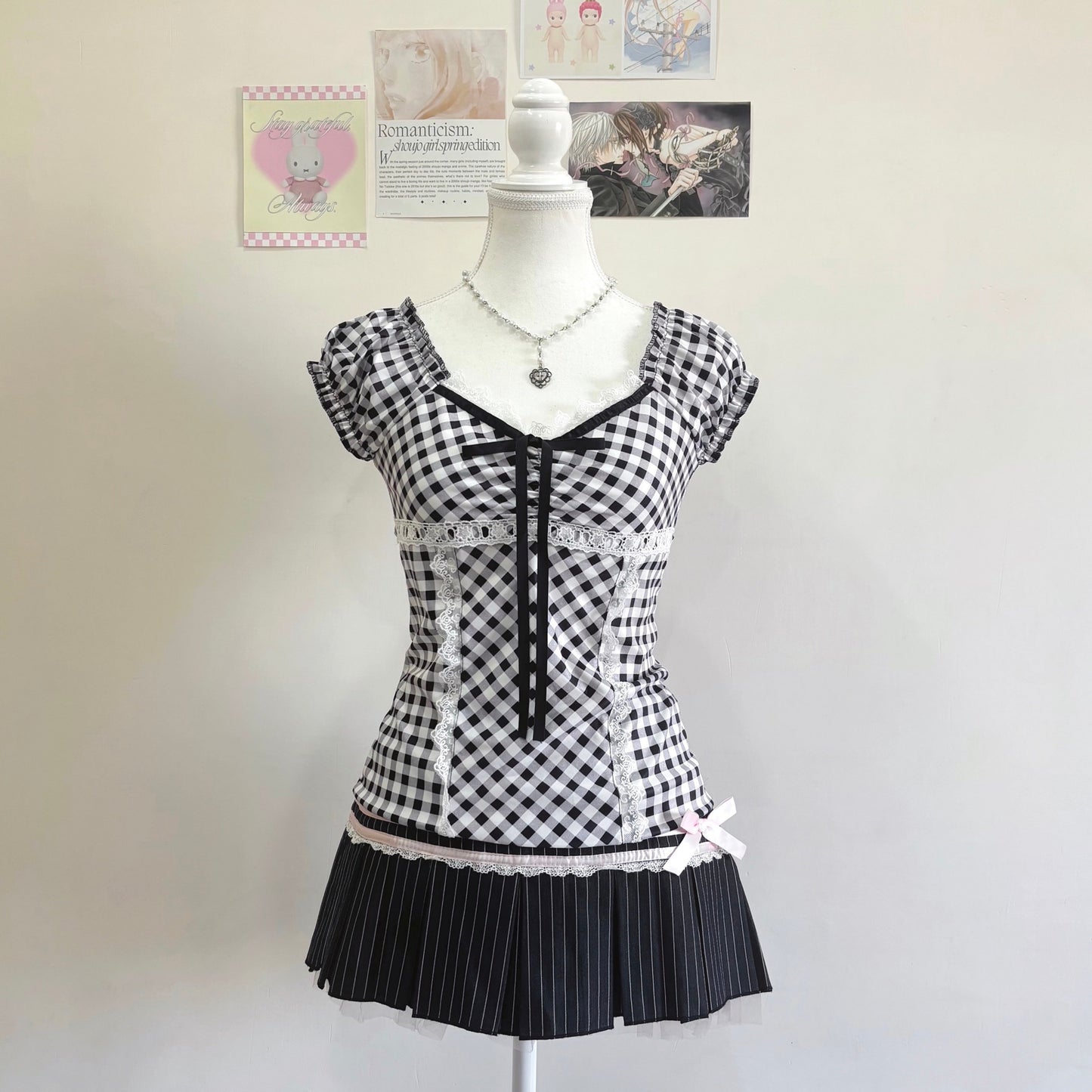 𐙚 Black Gingham Top