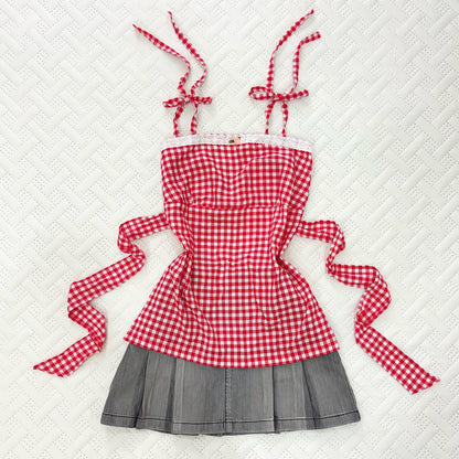 𐙚 Gingham Tie-Up Top