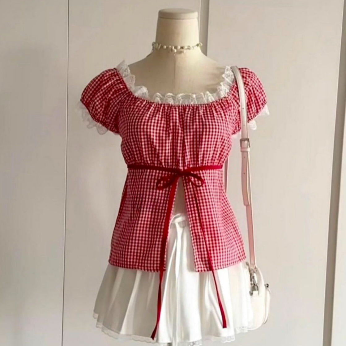 𐙚 Lacey Gingham Top