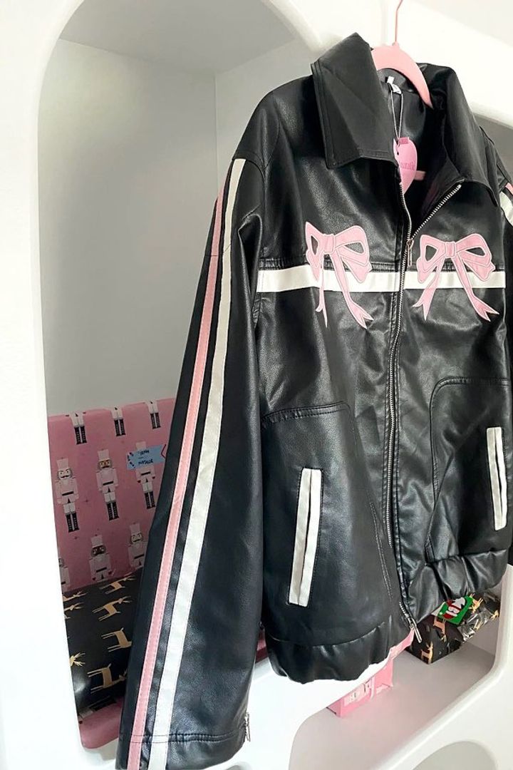 𐙚 Bowknot Leather Jacket