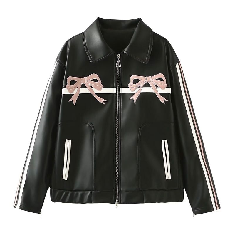 𐙚 Bowknot Leather Jacket